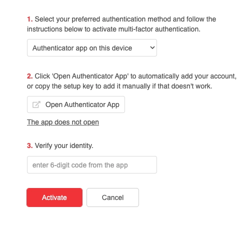 Flowfinity - MFA authenticator app setup