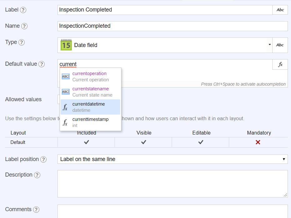 Flowfinity - Prefill date fields